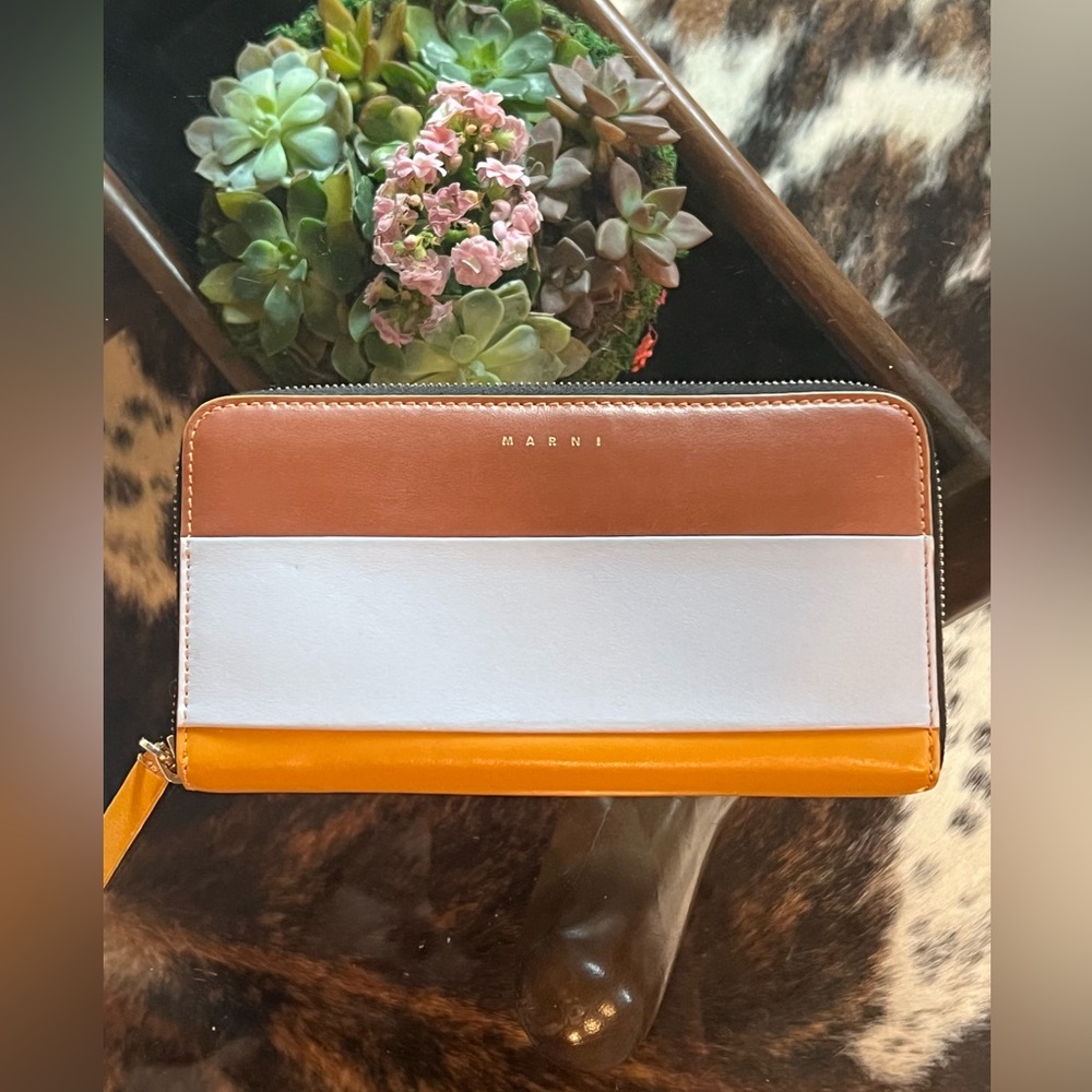 Marni Brown, White, and Orange Women's Wallet